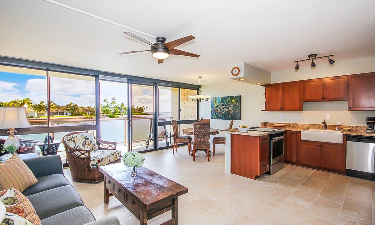Poipu Apartment | Beachfront Condo w/Partial A/C, Lanai, Ocean Views, Free WiFi, Shared W/D, & BBQ
