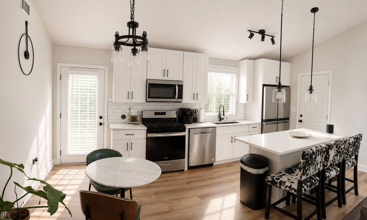 Church Street House | Contemporary Modern 2bed 2bath house with a grill, yard & office near Airport
