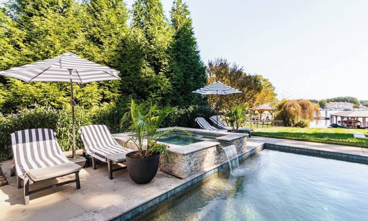 Cornelius House | Lakefront Home with Pool and Hot tub