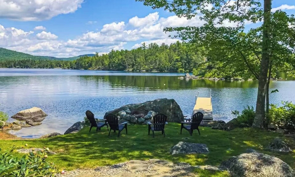 Lucerne-in-Maine House | Loon Haven - Spacious Lakefront Home with a Sandy Beach, Kayaks, and Stunning Panoramic Views