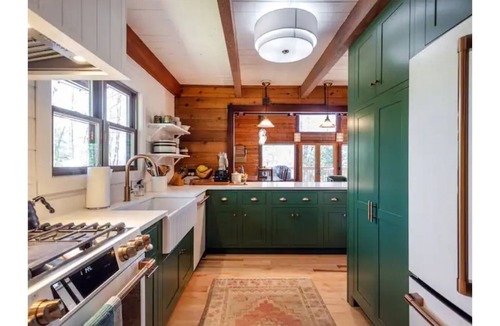 Lakeside Cabin | Architect's A-Frame with a Salt Water Hot Tub on a Mountain in Litchfield