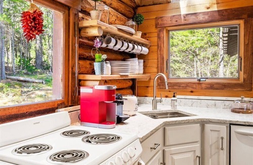 Boothbay Harbor Cabin | Chic, updated log cabin nestled in the pine trees of Sprucewold!