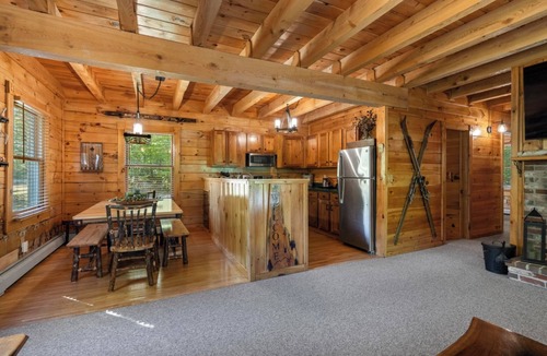 South Pond Shores Cabin | Cozy authentic log cabin with hot tub, Lake Access, near Sunday River & Mt Abram
