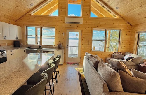Norridgewock Cabin | Four seasons, waterfront, private beach! Elegant cozy cabin lakeside retreat!