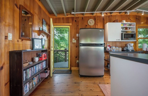 Sunset Cove House | Max's Blue Lakeside Cottage | Pet Friendly Lake Lure Cabin with Private Dock & Boathouse Deck