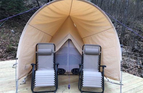 Harris RV Rental | Riverfront Bell Tent Glamping -15 minutes to Bethel Woods Concerts