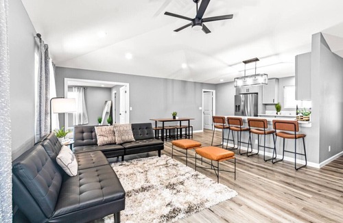 Keaau House | Serene Sky Blue Lounge: Unwind in Comfort & Style
