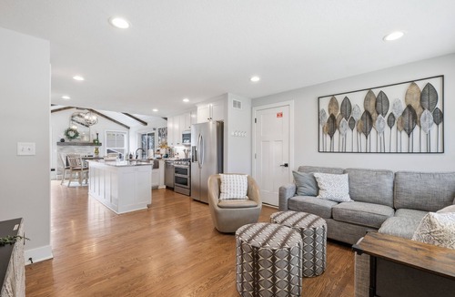 Lee's Summit House | Welcome to your luxury Lee’s Summit getaway—a high-end 4-bedroom, 3-bath home designed for comfortable group stays with a true “vacation mode” backyard. Each bedroom has its own Roku TV, ready for you to log in with your credentials.