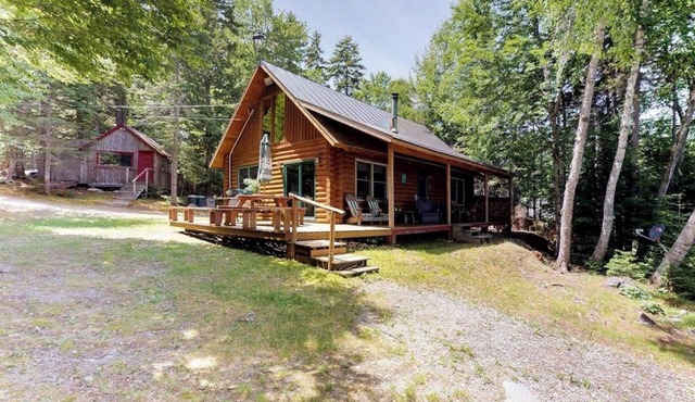 Dog-Friendly Lakefront Log Cabin with Peaceful Atmosphere, Dock & Boat Launch