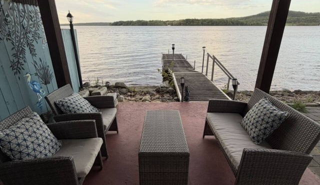 Lakeside Retreat on Lake Sabattus - Dock, Fire Pit
