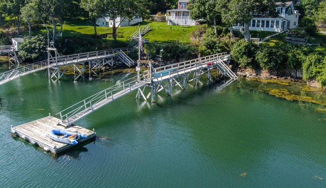 Oceanfront home with private deep water dock on Harmon Harbor, Georgetown, ME