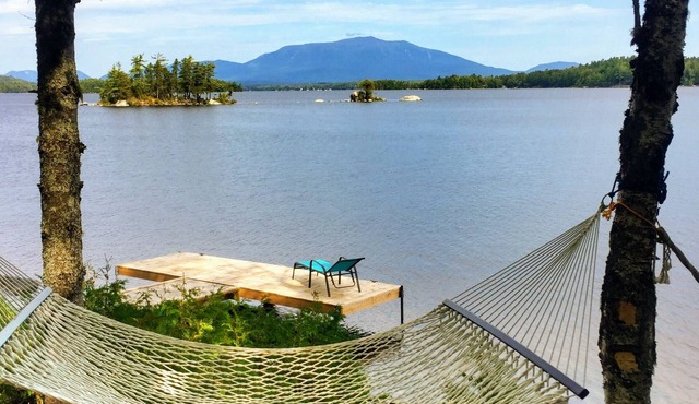 Secluded Katahdin View, Lakefront Bliss & Beach Cove Retreat