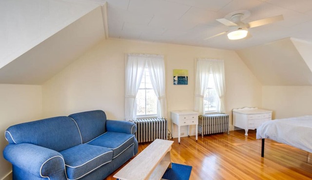 Walk to Downtown Saco from Cozy Coastal Apt